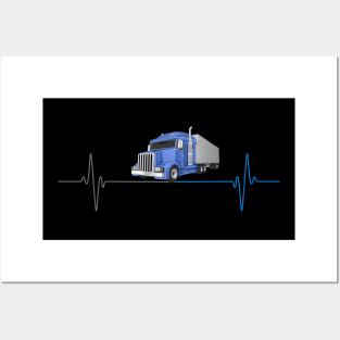 Gift For Truck Drivers, Truck Heartbeat, Big Rig Trucker Gift, Truck Lover, Trucker, Pick-Up Truck, Trucking, Fathers Day Gift Posters and Art